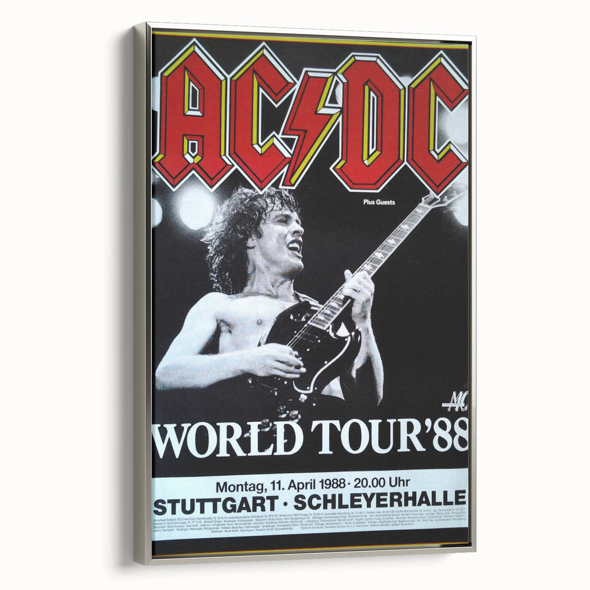 AC/DC "World Tour '88" Poster - Vintage Rock Concert Wall Art