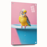 Bathroom Art Prints - Colorful Bird on Blue Tub