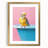 Bathroom Art Prints - Colorful Bird on Blue Tub