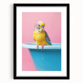 Bathroom Art Prints - Colorful Bird on Blue Tub