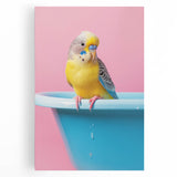 Bathroom Art Prints - Colorful Bird on Blue Tub