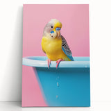 Bathroom Art Prints - Colorful Bird on Blue Tub
