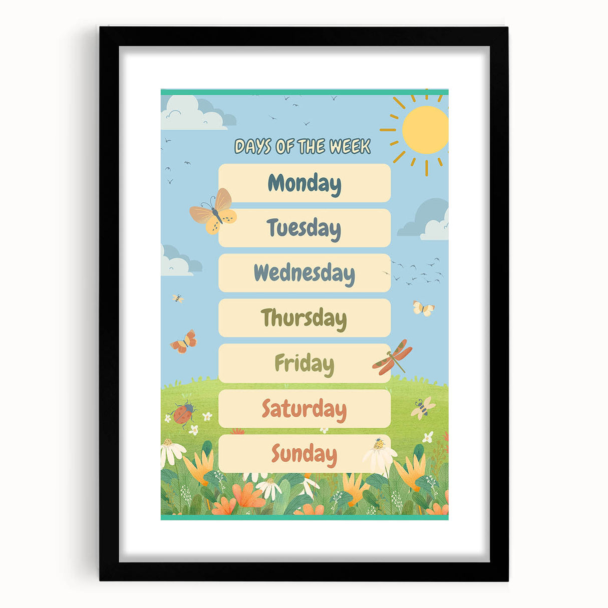 Days of the Week Kids Educational Wall Art – Learning Poster