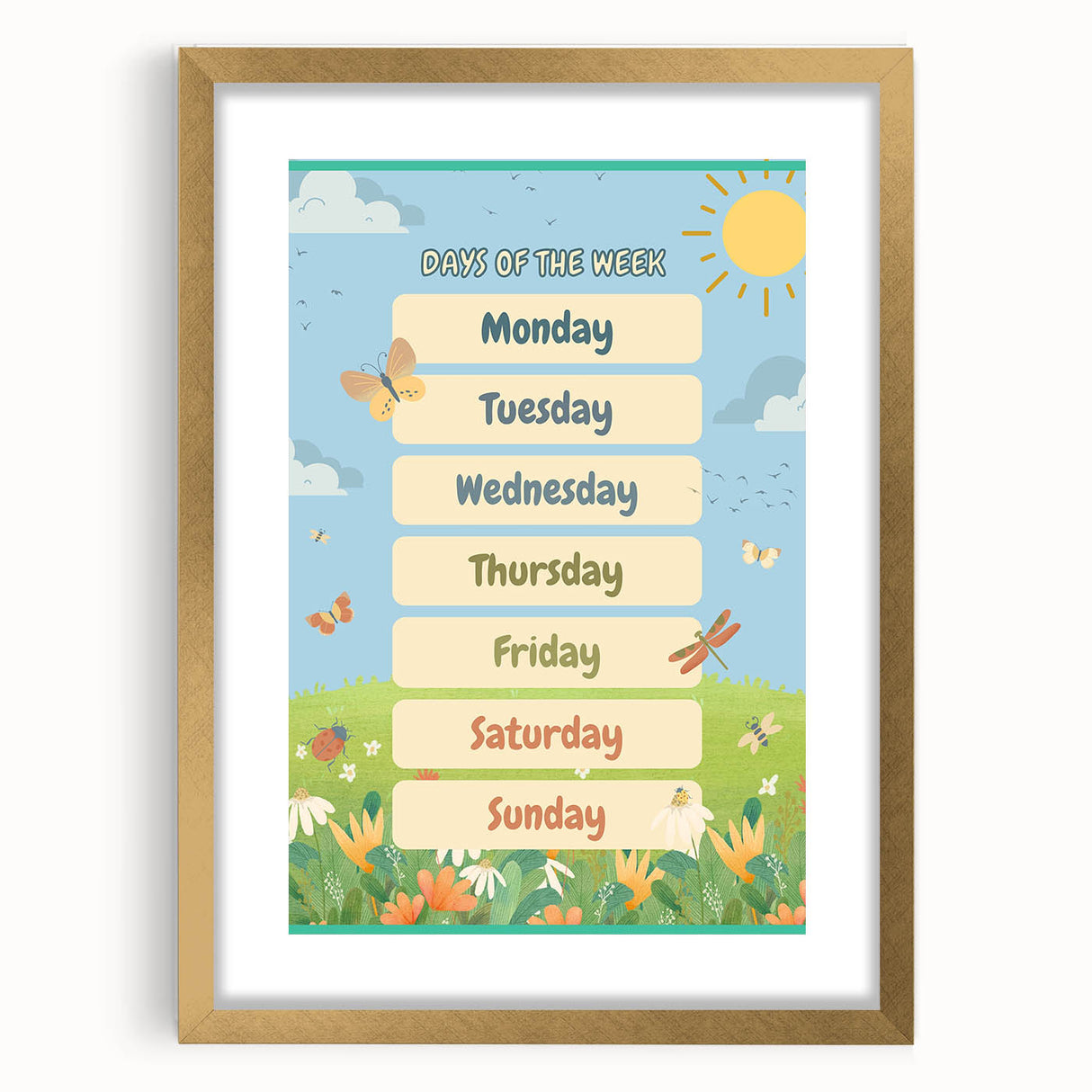 Days of the Week Kids Educational Wall Art – Learning Poster