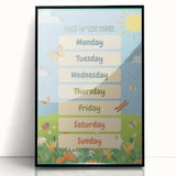 Days of the Week Kids Educational Wall Art – Learning Poster