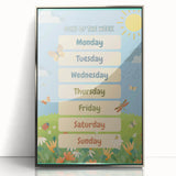 Days of the Week Kids Educational Wall Art – Learning Poster