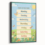 Days of the Week Kids Educational Wall Art – Learning Poster