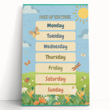 Days of the Week Kids Educational Wall Art – Learning Poster