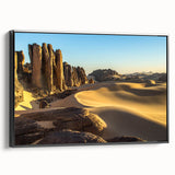 Black and white landscape art painting of Algeria on framed canvas, ideal for bedroom wall decor.