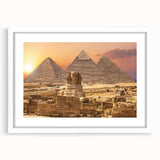 Extra large framed wall art of an abstract Egyptian landscape in textured earth tones, ideal for living room decor.