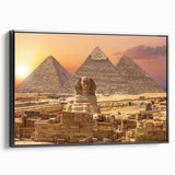 Framed canvas of a black and white vintage-style landscape painting featuring the Egyptian scenery.