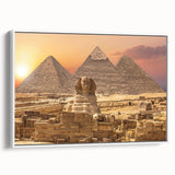 Framed canvas vintage poster art depicting a serene Egyptian landscape in black and white, ideal for bedroom decor.