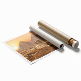 Extra large rolled print featuring a scenic view of Egypt with vibrant floral foreground, ideal for classy bathroom wall art.