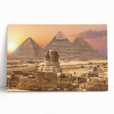 Black and white stretched canvas featuring a large scale panoramic view of the Egyptian pyramids.