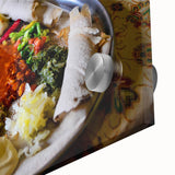 Large abstract wall art depicting Ethiopian scenery in mid-century modernist style on acrylic glass.