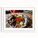 Extra large textured abstract art print of an Ethiopian landscape in earthy tones on a framed canvas.