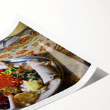 Extra large wall art featuring line art flowers in muted earth tones on a rolled print, ideal for large living room decor.