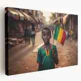 Large canvas depicting a serene Malian landscape in earthy tones, suitable for kitchen wall art.