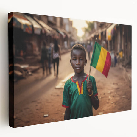 Large canvas depicting a serene Malian landscape in earthy tones, suitable for kitchen wall art.