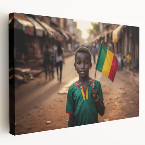 Large canvas depicting a serene Malian landscape in earthy tones, suitable for kitchen wall art.