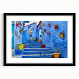 Extra large abstract art print featuring a colorful, textured Moroccan landscape on a black framed canvas.