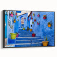 Black and white vintage poster art of a Moroccan landscape on framed canvas, ideal for bedroom decor.