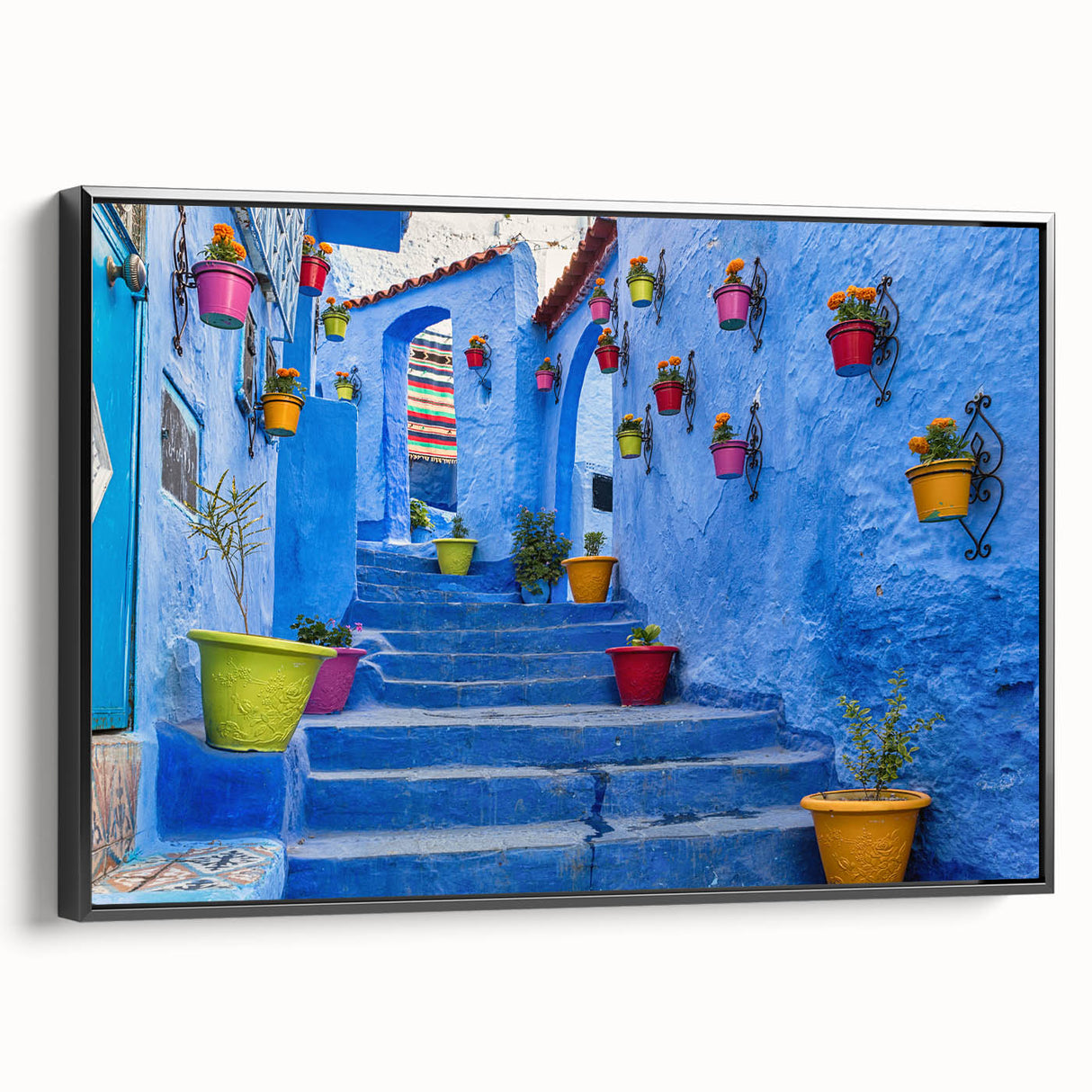 Black and white vintage poster art of a Moroccan landscape on framed canvas, ideal for bedroom decor.