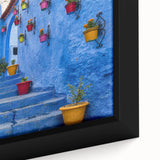 Extra large framed canvas featuring a textured Moroccan landscape in vibrant colors, ideal for living room decor.