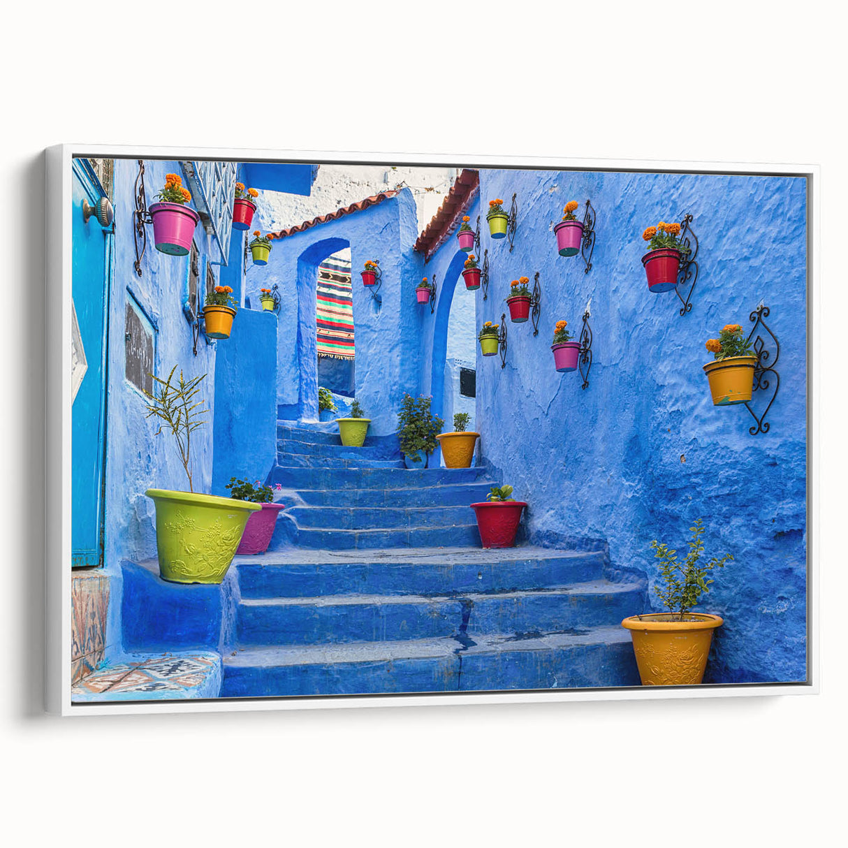 Framed canvas featuring a vintage-style Moroccan landscape in black and white tones, ideal for bedroom wall art.
