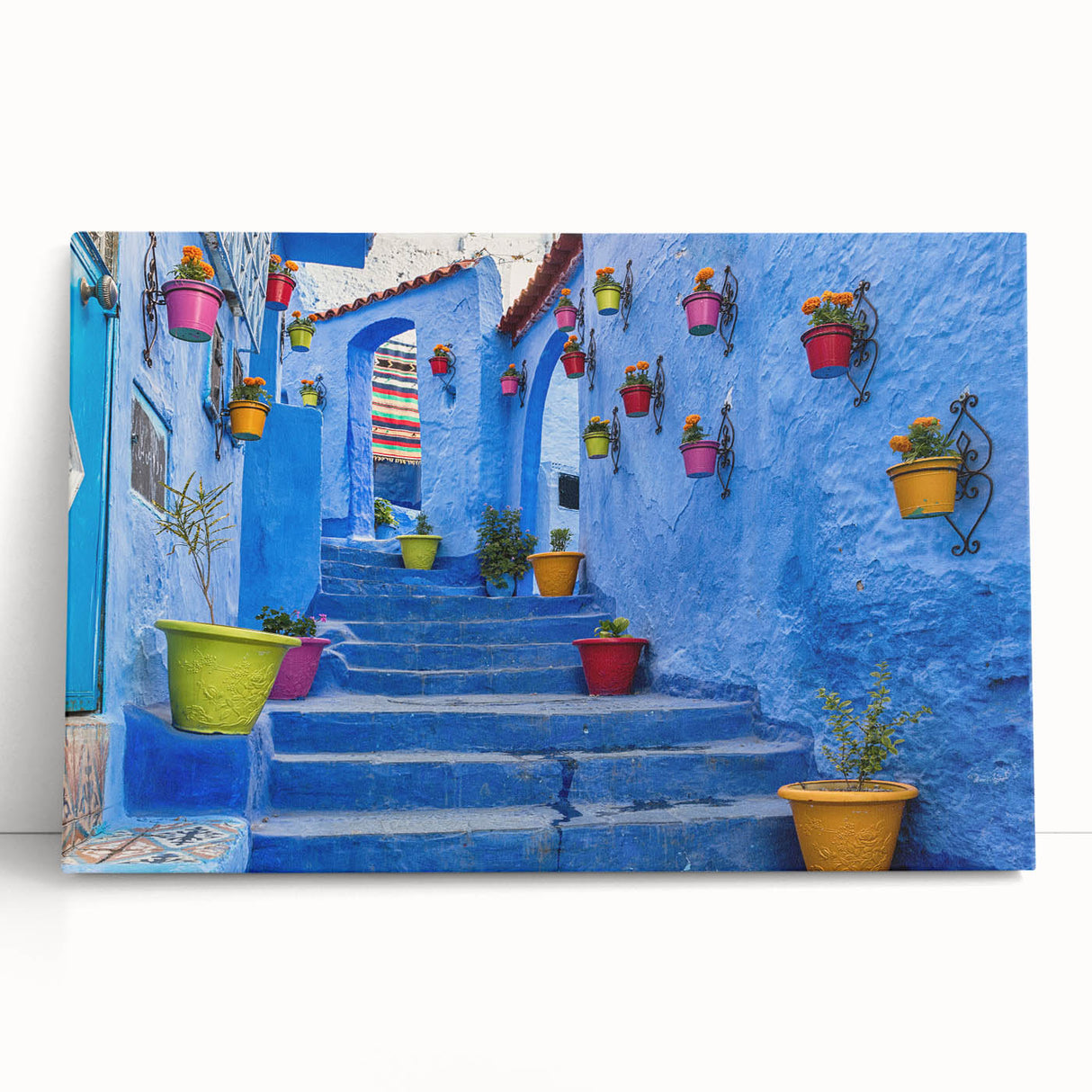 Black and white photo of Moroccan scenery on stretched canvas, suitable as kitchen wall art or bedroom decor.