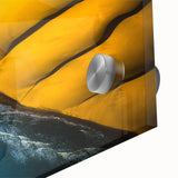 Large abstract wall art depicting the Namibian landscape in muted earth tones on acrylic glass, ideal for dining room art.