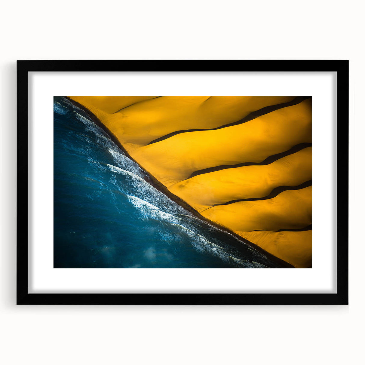 Extra large framed wall art depicting a colorful abstract scene of the Namibian landscape on textured canvas.