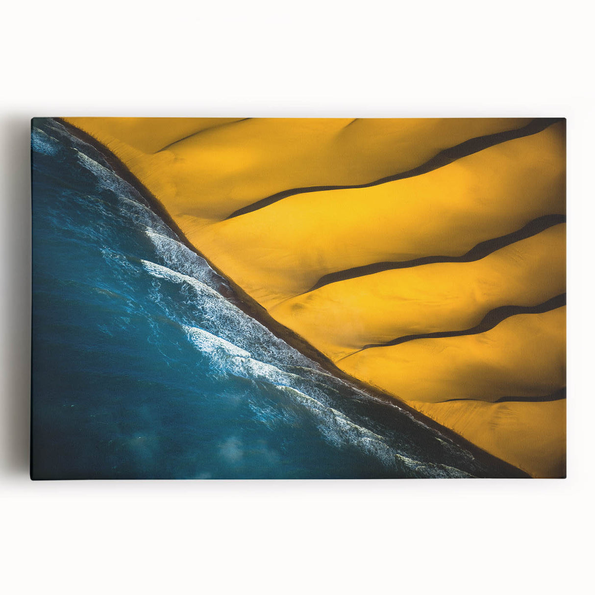 Black and white photograph of a Namibian landscape on a large stretched canvas, suitable as kitchen wall art.