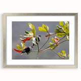 Extra large wall art of an abstract Seychelles scenery in textured silver frame, ideal for living room decor.