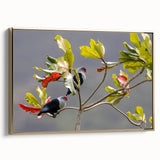 Framed canvas featuring a serene Seychelles landscape in muted earth tones, ideal for bedroom wall decor.