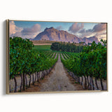 Framed canvas featuring a vintage-style African landscape in gold and black tones, suitable for bedroom decor.