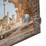 Large abstract wall art depicting a Tunisian landscape in mid-century modernist style on acrylic glass.