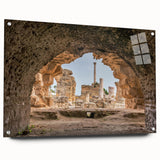 Large abstract wall art depicting a Tunisian landscape in earth tones on acrylic glass.