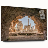 Large abstract depiction of a Tunisian landscape in earthy tones on acrylic glass, suitable for bedroom or dining room art.