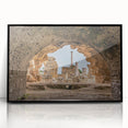 Large abstract wall art depicting a Tunisian landscape in muted earth tones on framed acrylic.