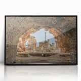 Large abstract wall art depicting a Tunisian landscape in muted earth tones on framed acrylic.