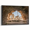Black and white landscape art painting of Tunisia on framed canvas, ideal for bedroom wall decor.