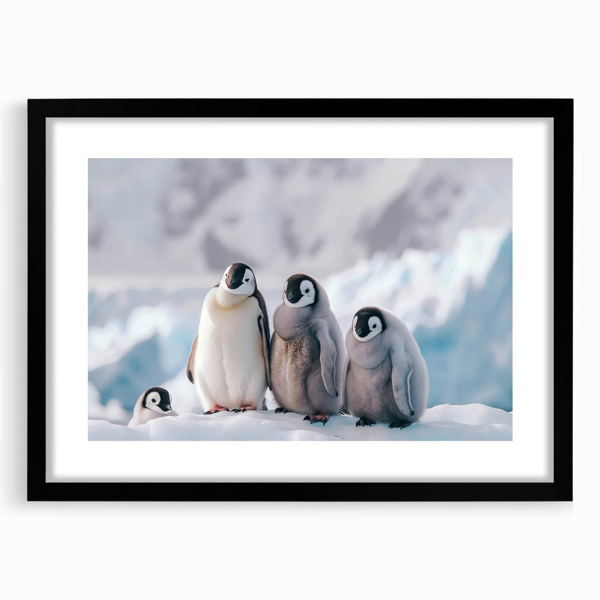 Extra large abstract art print of colorful Antarctic scenery on textured canvas, framed in black.