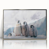 Mid-century modernist art of Antarctic scenery in silver frame, acrylic print, ideal for modern art wall decor.