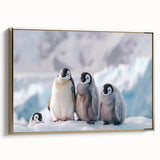 Framed canvas depicting a vintage Antarctic landscape in muted gray and black tones, ideal for bedroom wall decor.