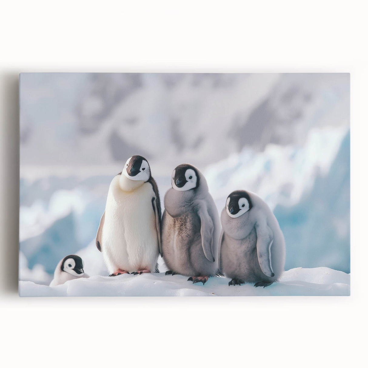 Black and white photograph of Antarctic scenery on large stretched canvas, ideal for kitchen wall art.