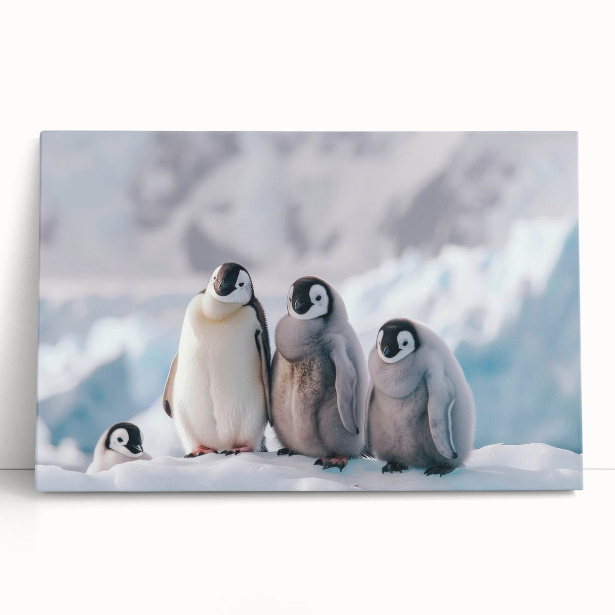 Black and white photograph of Antarctic scenery on stretched canvas, ideal for kitchen wall art or bedroom ambiance.