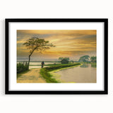 Abstract art print featuring vibrant, colorful patterns on a large textured canvas, ideal for living room decor.