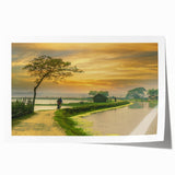 Rolled print of a vibrant, floral scene featuring lush greenery and bright flowers.