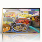 Framed acrylic print of a Bhutanese landscape in muted earth tones, ideal for modern art wall decor.